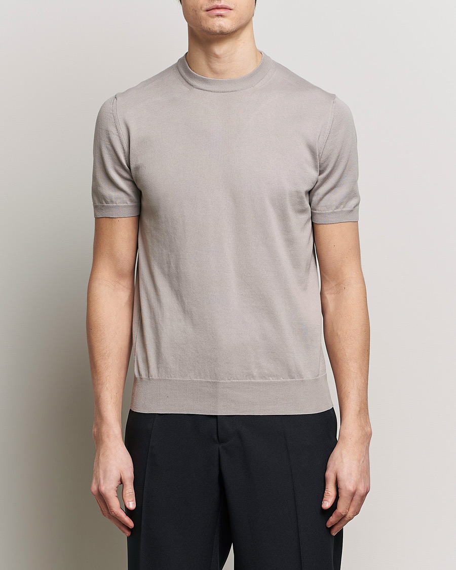 Herre | T-Shirts | Altea | Extrafine Cotton Knit T-Shirt Taupe