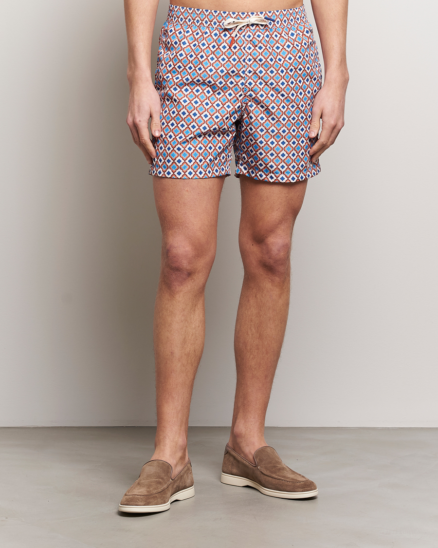 Herre | Klær | Altea | Printed Swim Shorts Blue/Orange