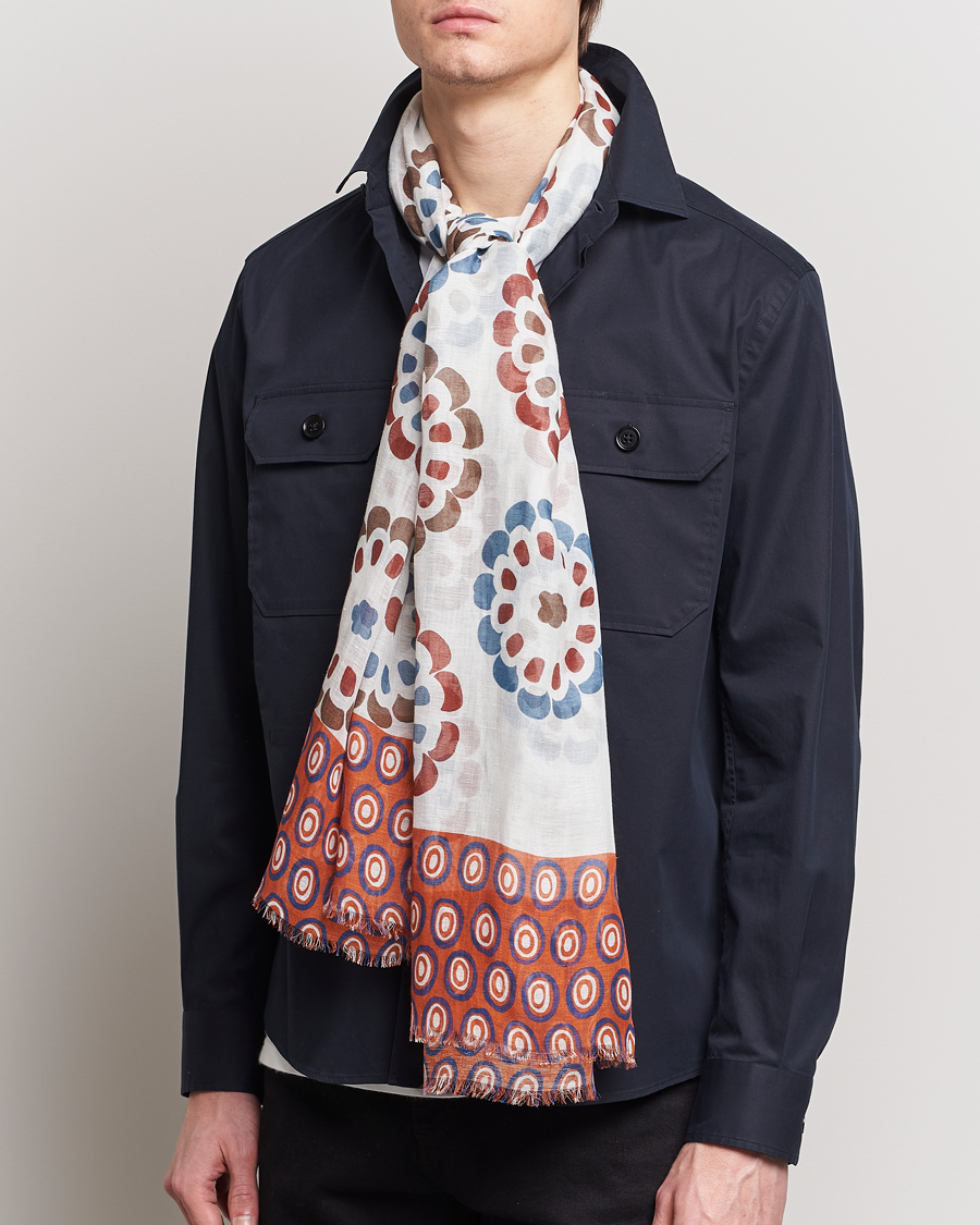 Herr |  | Altea | Printed Linen Scarf Green/Orange