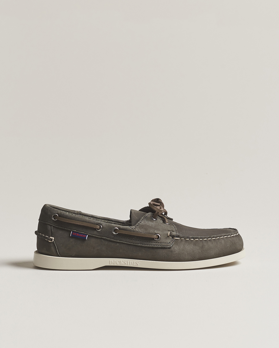 Herre | Seilersko | Sebago | Dockside Nubuck Boat Shoe Dark Grey