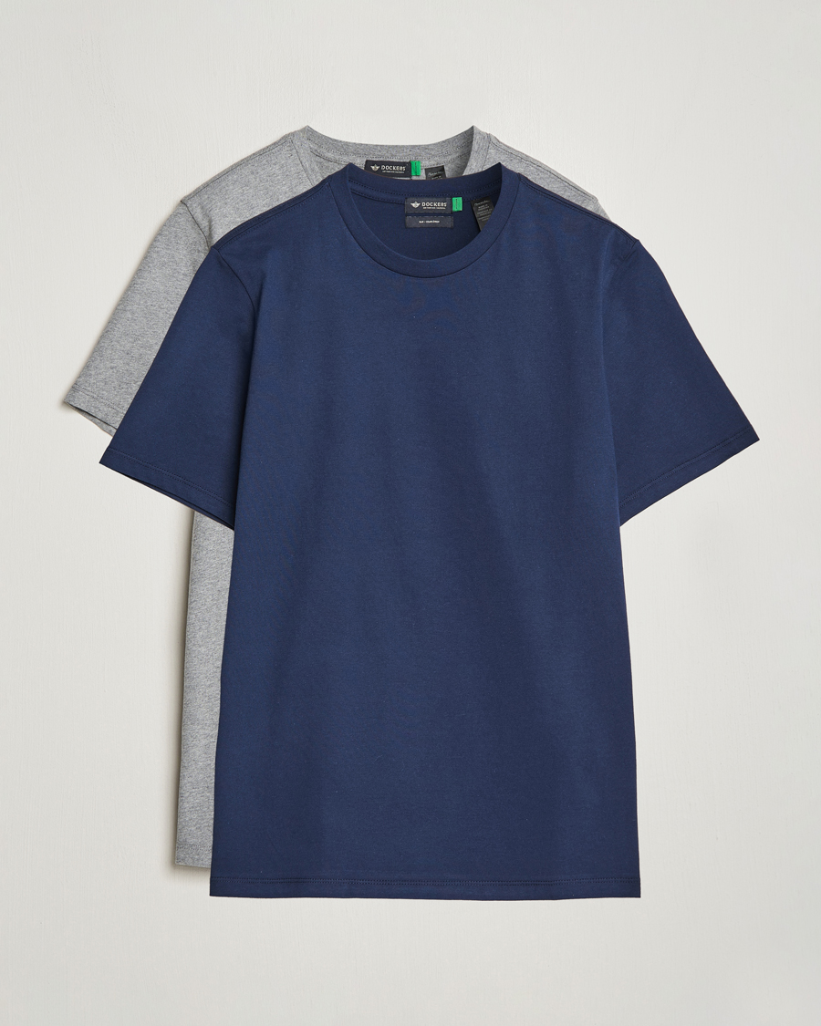 Herre | T-Shirts | Dockers | 2-Pack Cotton T-Shirt Navy/Grey