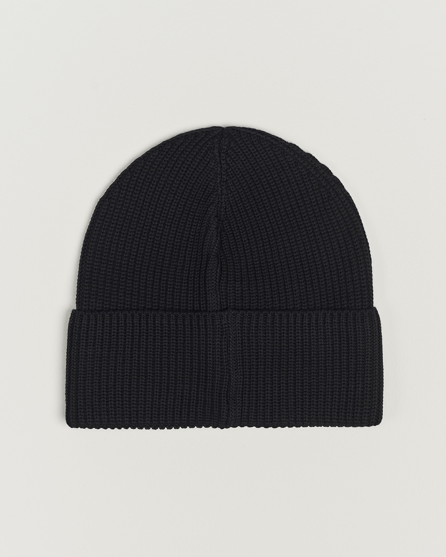 Herre | Moncler Ribbed Wool Beanie Black | Moncler | Ribbed Wool Beanie Black