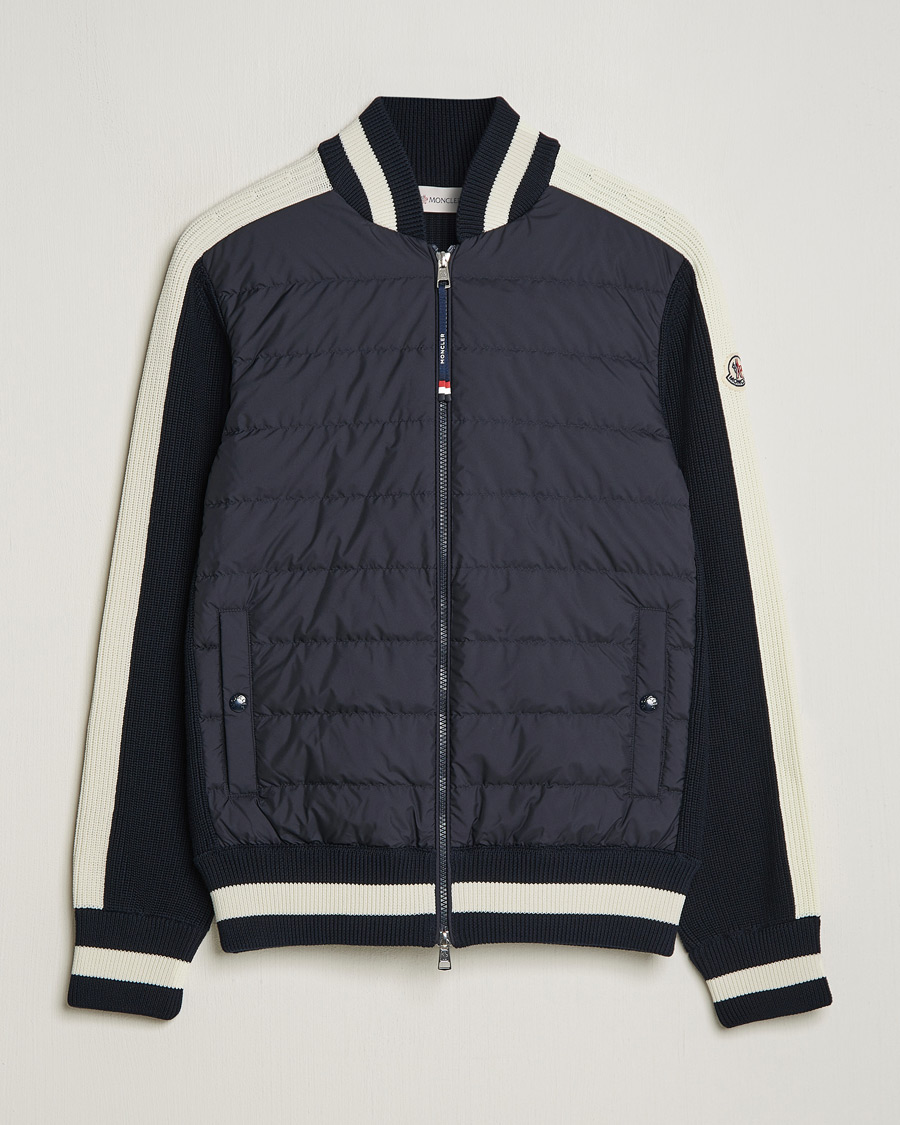 Herre | Gensere | Moncler | Contrast Rib Padded Cardigan Navy