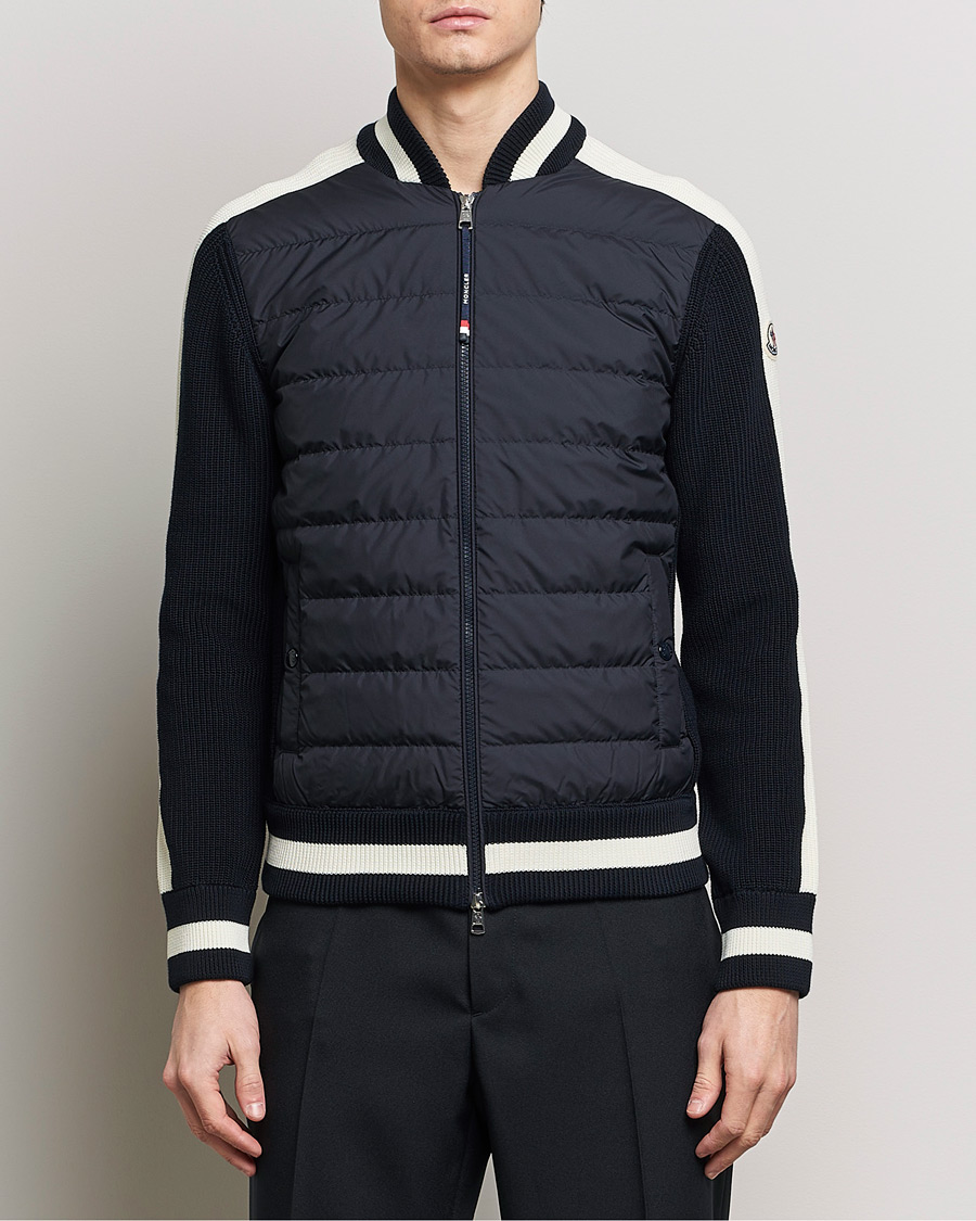 Herre |  | Moncler | Contrast Rib Padded Cardigan Navy