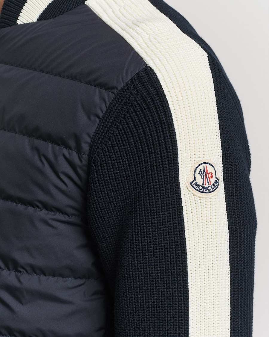 Herre | Gensere | Moncler | Contrast Rib Padded Cardigan Navy
