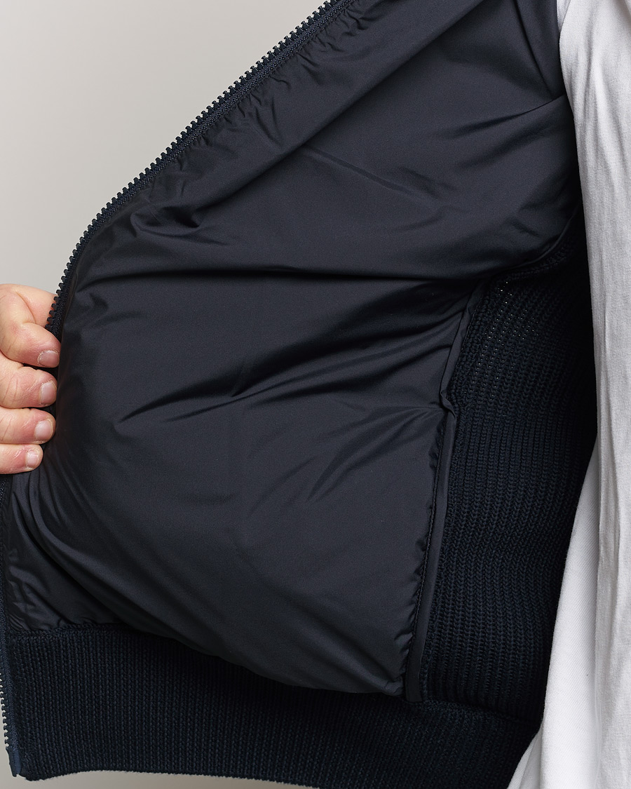 Herre | Gensere | Moncler | Contrast Rib Padded Cardigan Navy