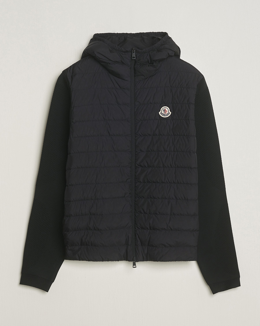 Herre | Gensere | Moncler | Hooded Hybrid Zip Cardigan Black
