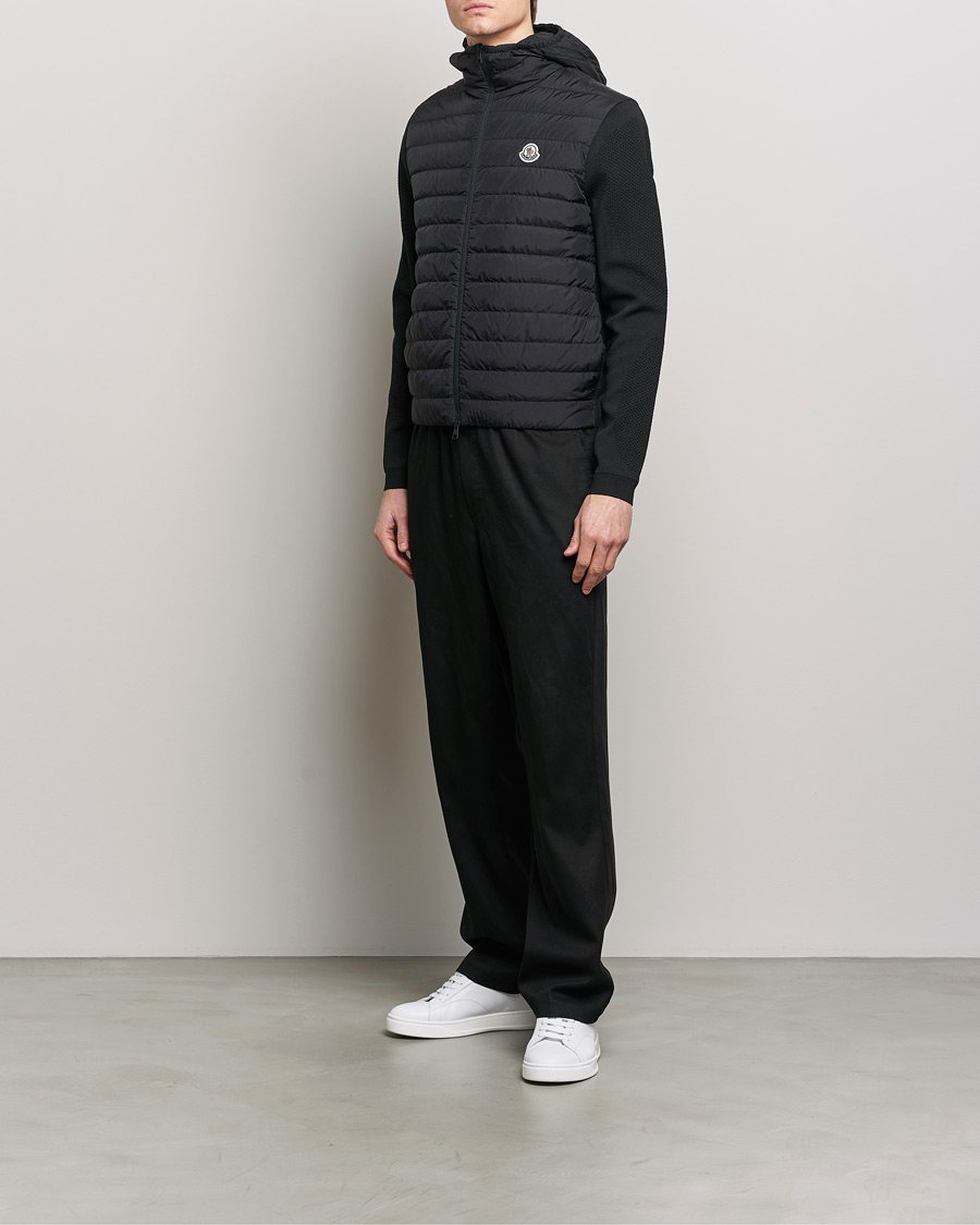 Herre | Gensere | Moncler | Hooded Hybrid Zip Cardigan Black