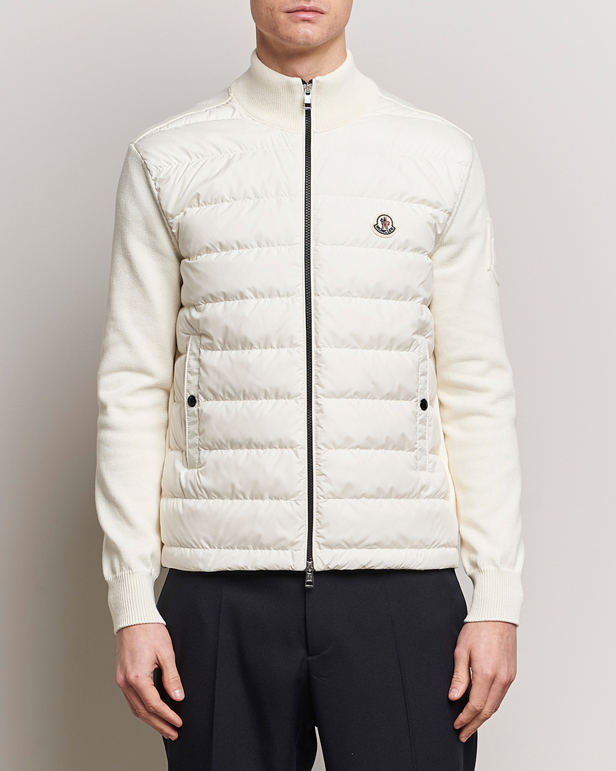 Herre | Luxury Brands | Moncler | Hybrid Zip Cardigan White