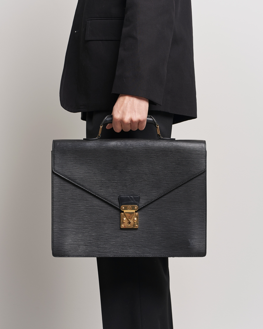 Herre | Louis Vuitton Pre-Owned Serviette Ambassadeur Epi Leather Breifcase Black | Louis Vuitton Pre-Owned | Serviette Ambassadeur Epi Leather Breifcase Black