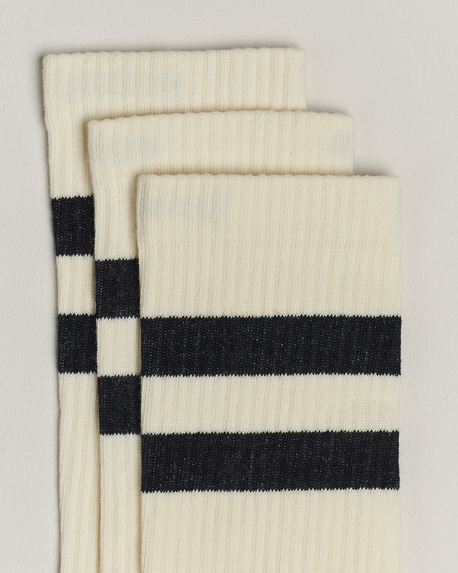 Herre | Avdelinger | Sweyd | 3-Pack Two Stripe Cotton Socks White/Black