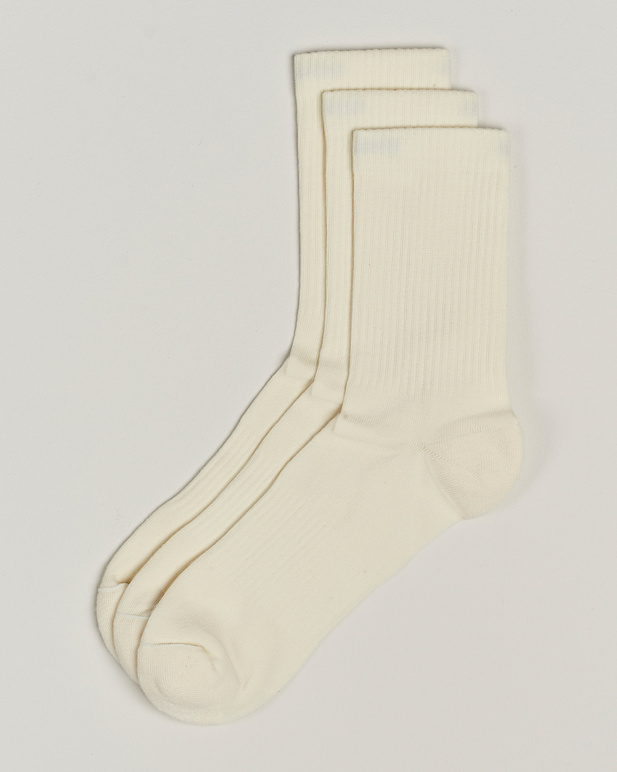 Herre | Undertøy | Sweyd | 3-Pack Crew Cotton Socks White