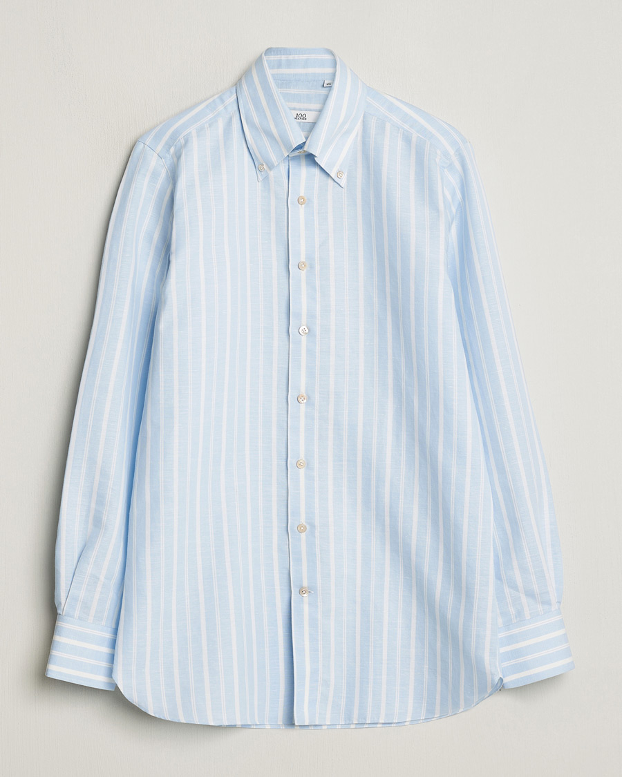 Herre |  | 100Hands | Cotton Striped Shirt Light Blue