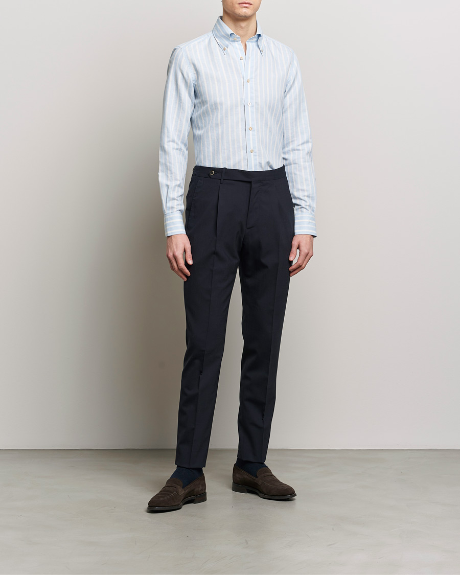 Herre | Skjorter | 100Hands | Cotton Striped Shirt Light Blue