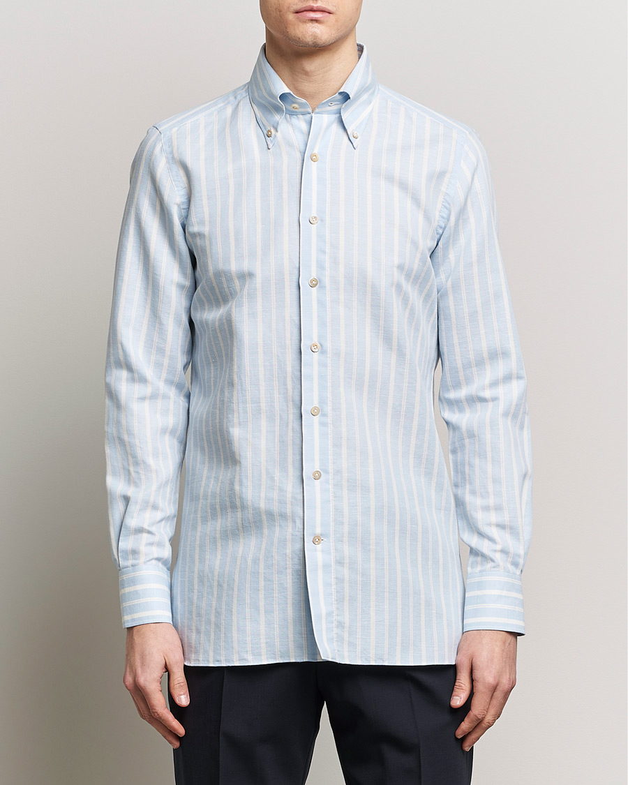 Herre | Klær | 100Hands | Cotton Striped Shirt Light Blue