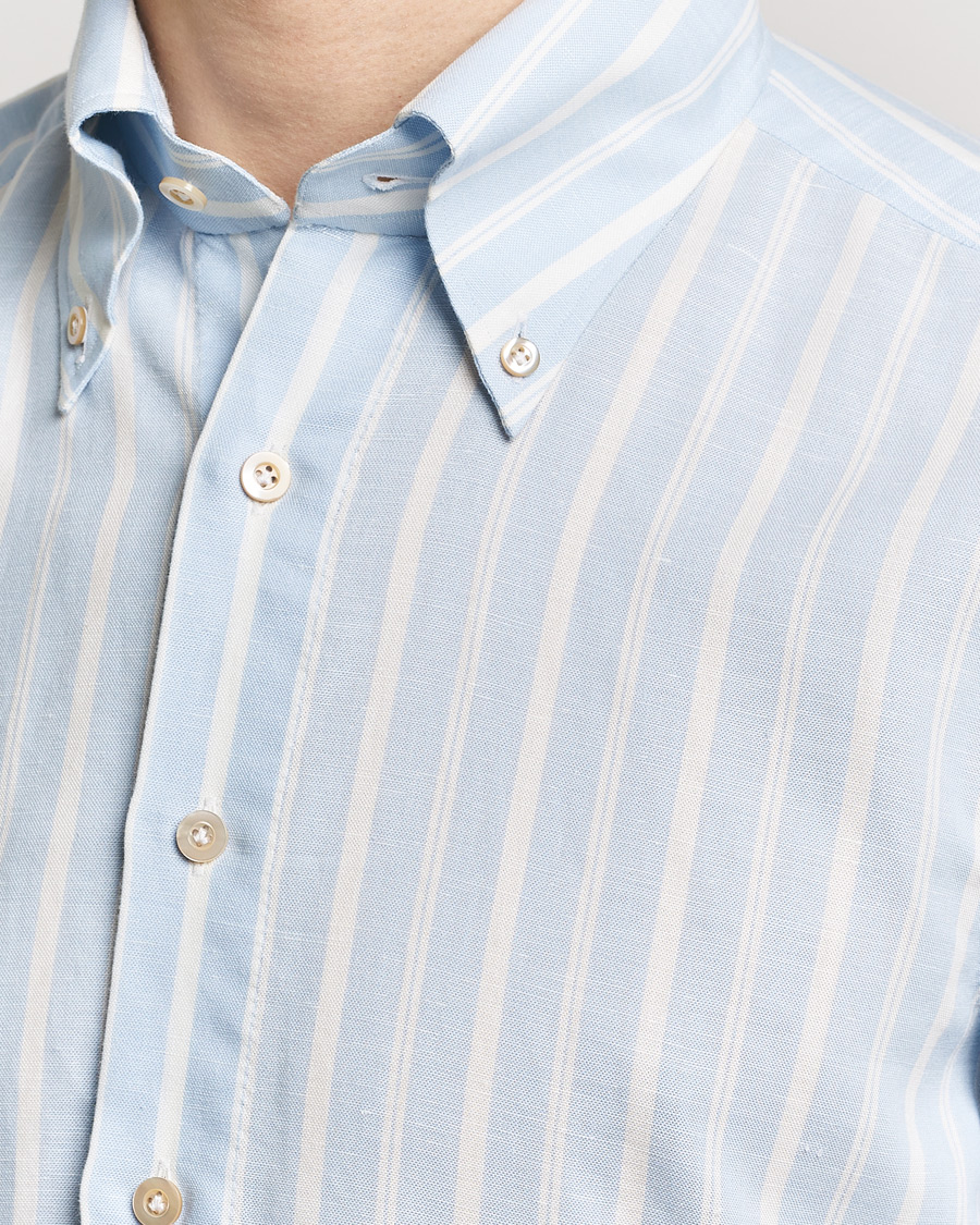Herre | Skjorter | 100Hands | Cotton Striped Shirt Light Blue