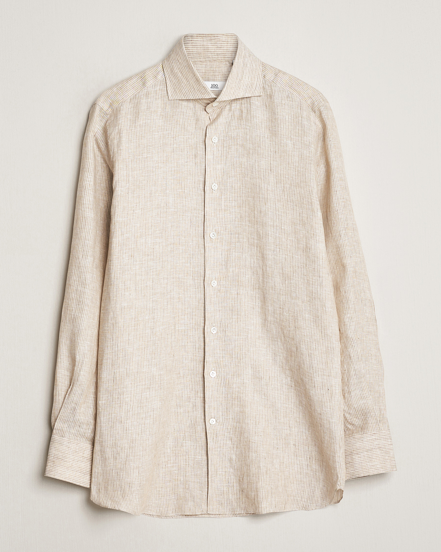Herre | Skjorter | 100Hands | Striped Linen Shirt Brown