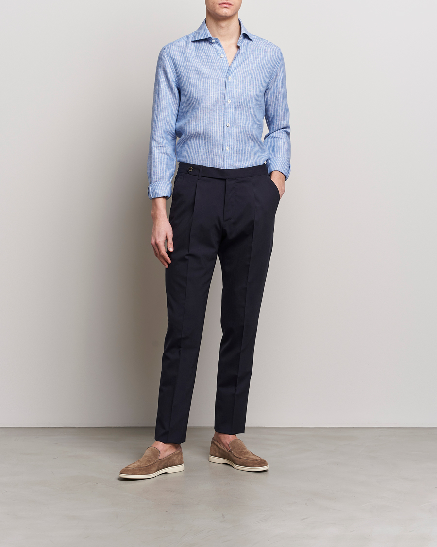 Herre | Skjorter | 100Hands | Striped Linen Shirt Navy