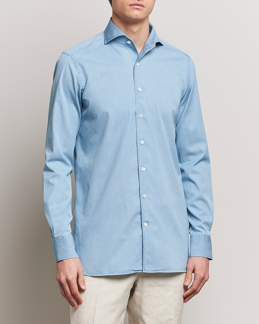 Herre |  | 100Hands | Ice Wash Denim Shirt Light Blue