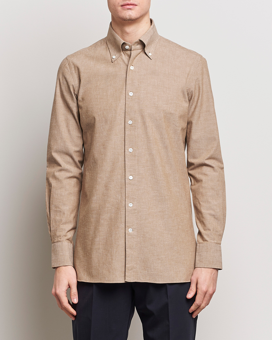 Herre |  | 100Hands | Japanese Chambray Shirt Brown