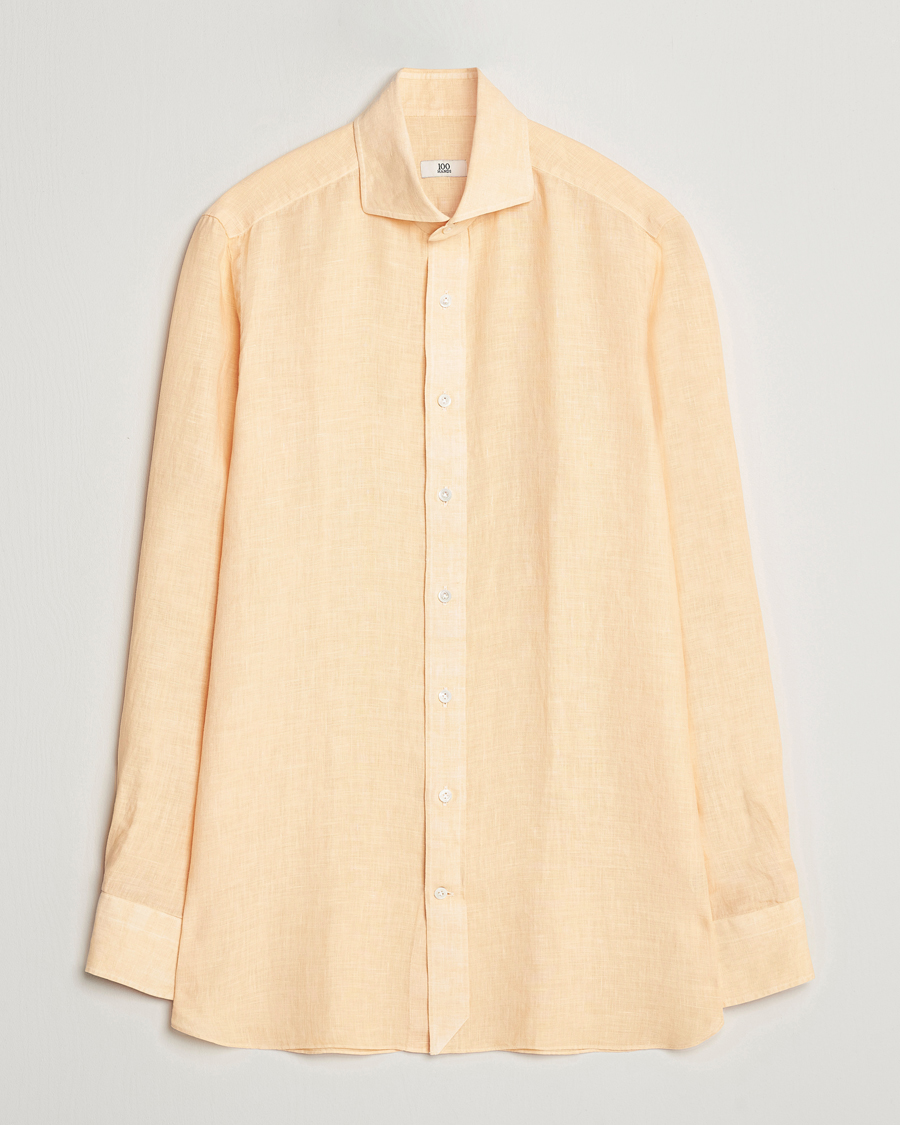 Herre | Skjorter | 100Hands | Natural Stone Washed Linen Shirt Peach