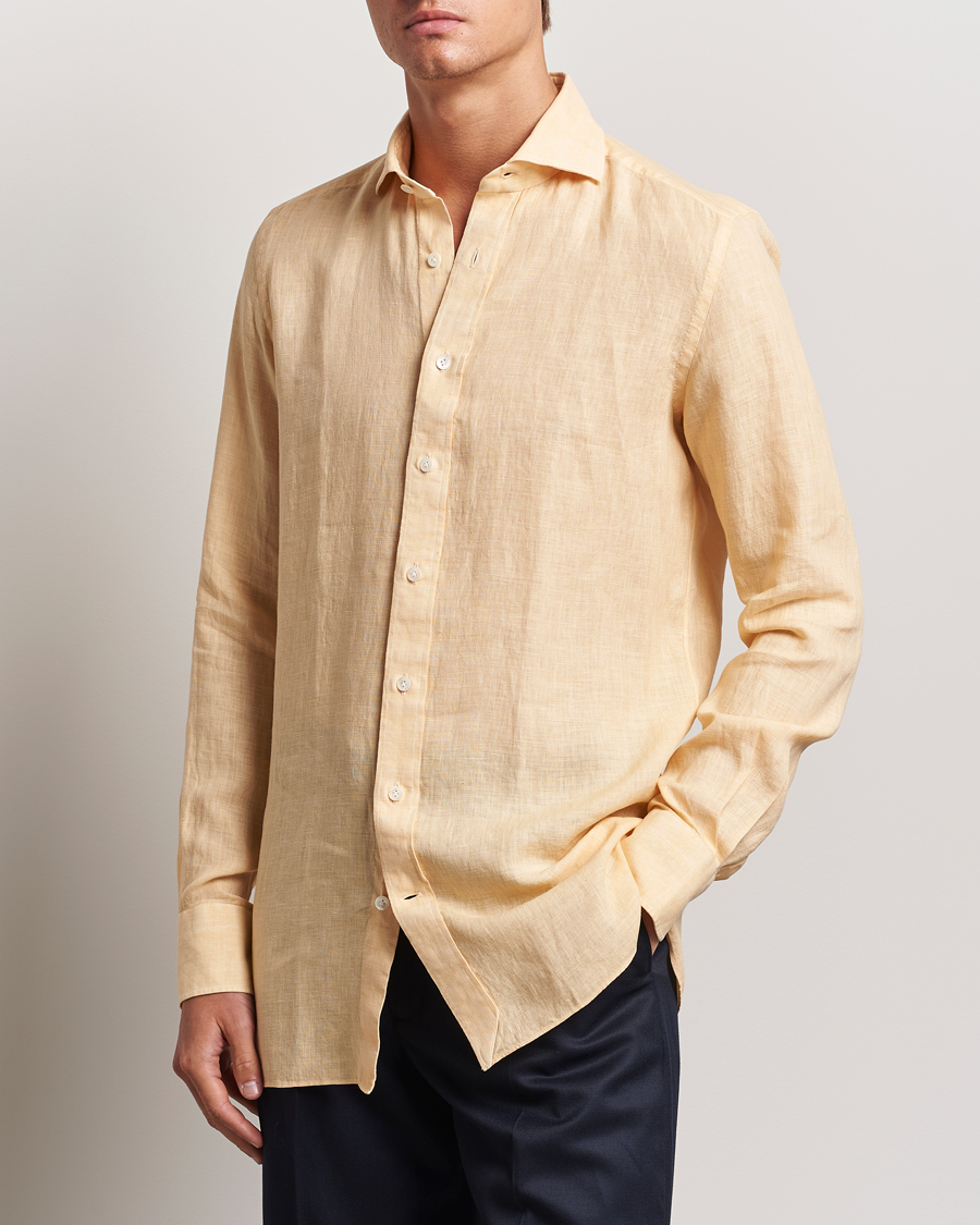 Herre | Skjorter | 100Hands | Natural Stone Washed Linen Shirt Peach