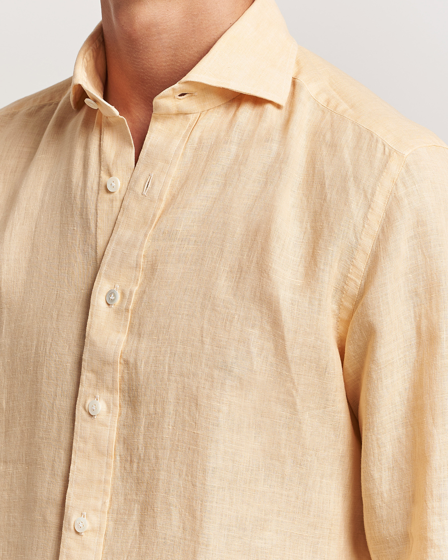 Herre | Skjorter | 100Hands | Natural Stone Washed Linen Shirt Peach
