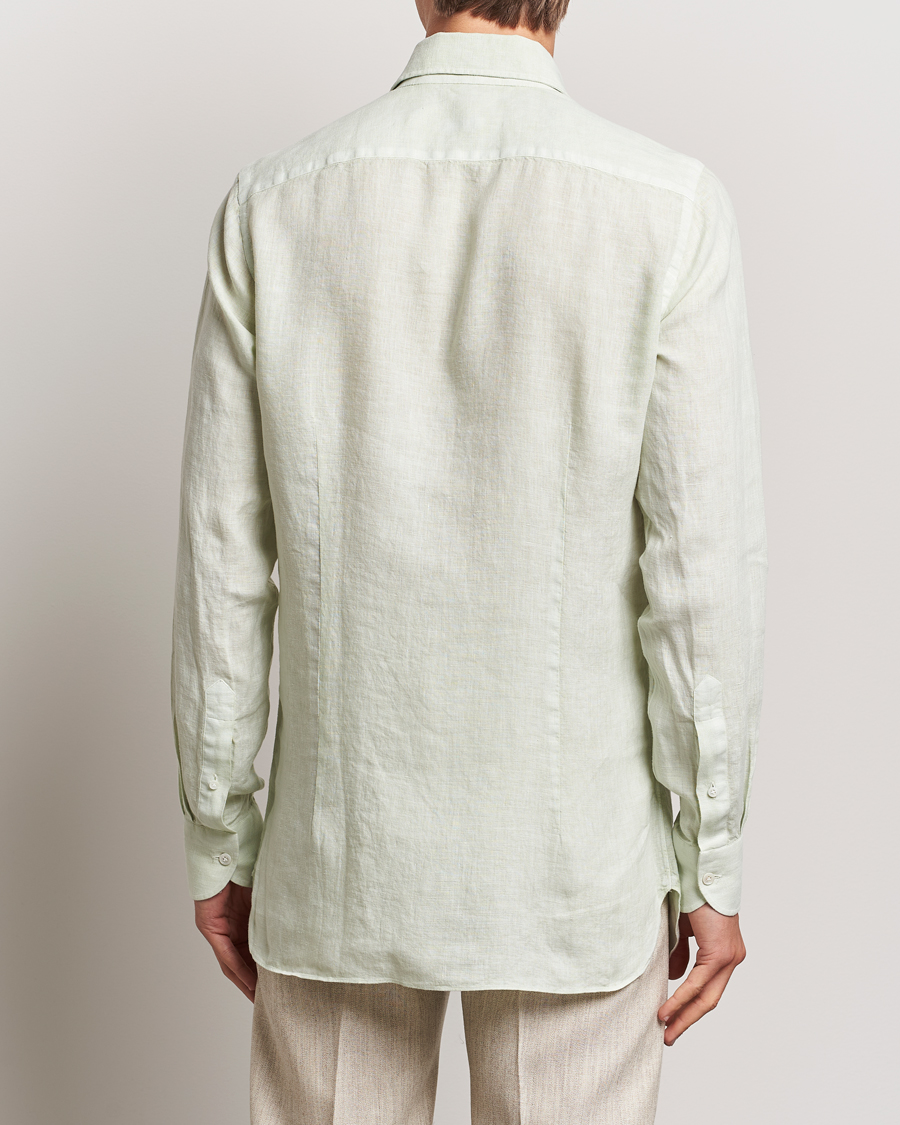 Herre | Skjorter | 100Hands | Natural Stone Washed Linen Shirt Sage