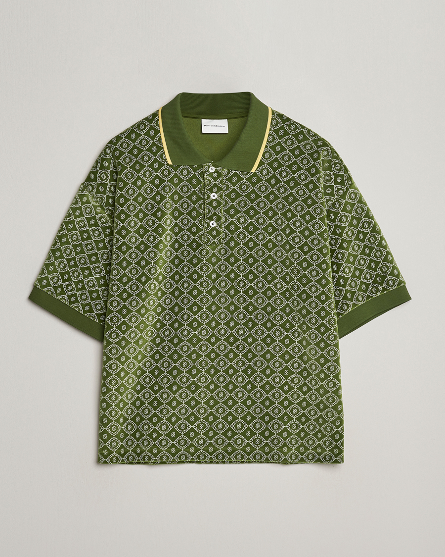 Herre |  | Drôle de Monsieur | Short Sleeve Monogram Polo Green