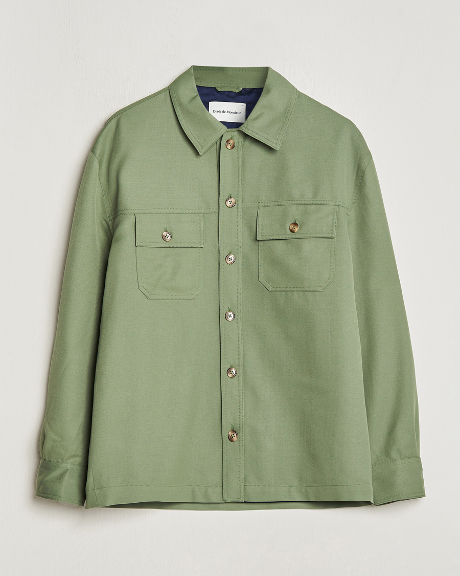 Herre | Skjorter | Drôle de Monsieur | Wool Overshirt Khaki