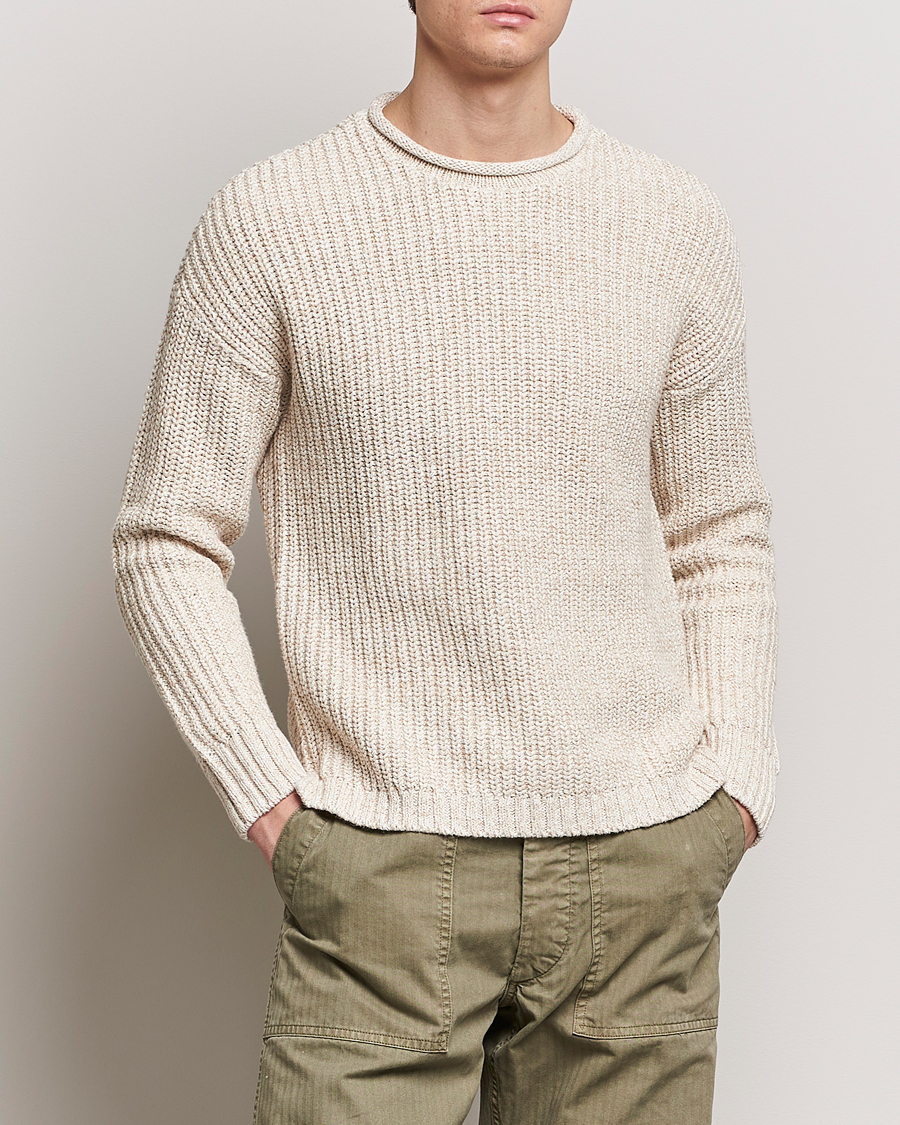 Herr | Tröjor | RRL | Cotton/Linen Crew Neck Pullover Raw White