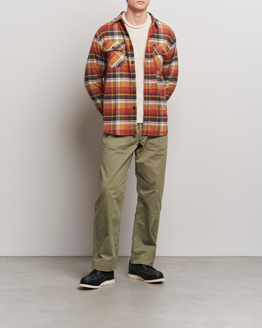 Herre | Skjorter | Pendleton | Burnside Flannel Shirt Tan/Red Plaid
