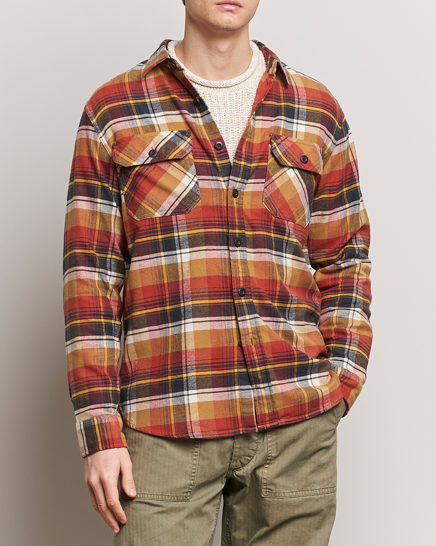 Herr | Flanellskjortor | Pendleton | Burnside Flannel Shirt Tan/Red Plaid