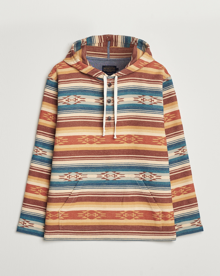 Herre | Gensere | Pendleton | Driftwood Hoody Azure/Brown Stripe