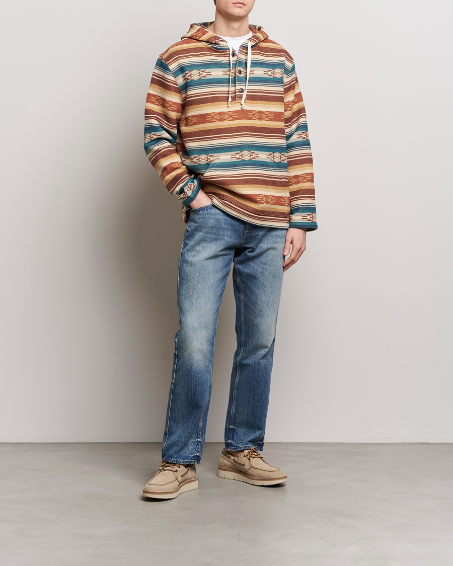 Herre | Gensere | Pendleton | Driftwood Hoody Azure/Brown Stripe