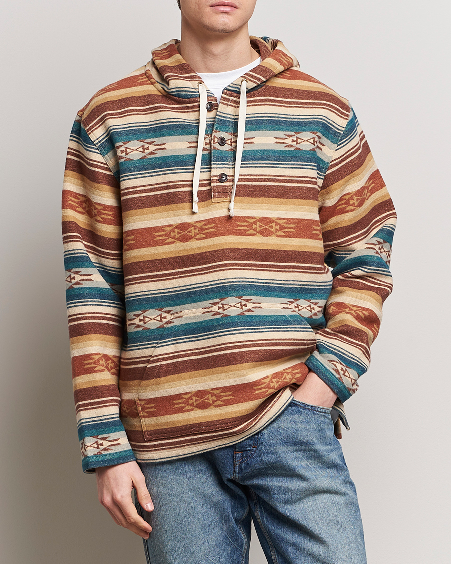 Herre | Salg | Pendleton | Driftwood Hoody Azure/Brown Stripe