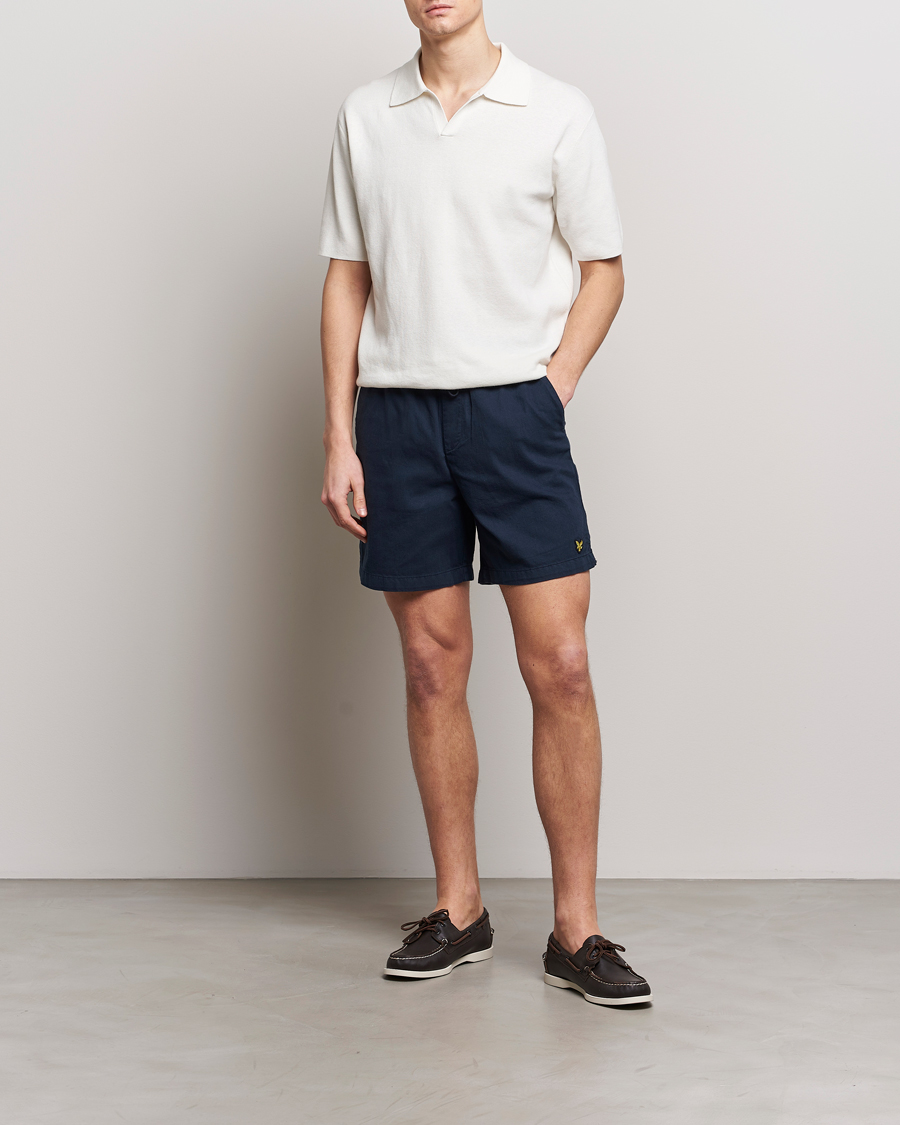 Herre | Shorts | Lyle & Scott | Linen Drawstring Shorts Dark Navy