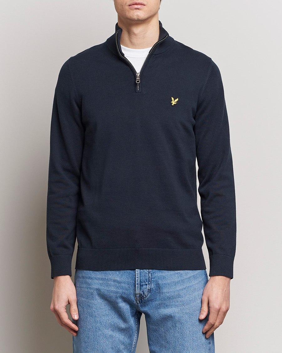 Herre | Klær | Lyle & Scott | Cotton Knitted Half Zip Dark Navy