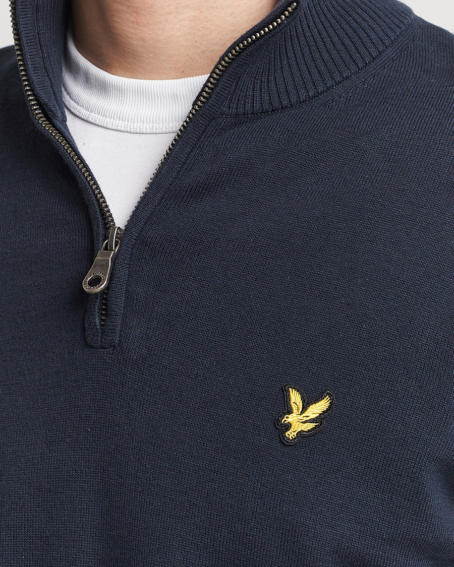 Herre | Gensere | Lyle & Scott | Cotton Knitted Half Zip Dark Navy