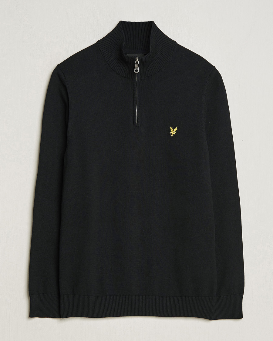 Herre | Gensere | Lyle & Scott | Cotton Knitted Half Zip Jet Black