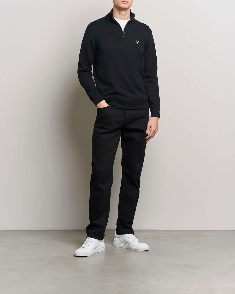 Herre | Gensere | Lyle & Scott | Cotton Knitted Half Zip Jet Black