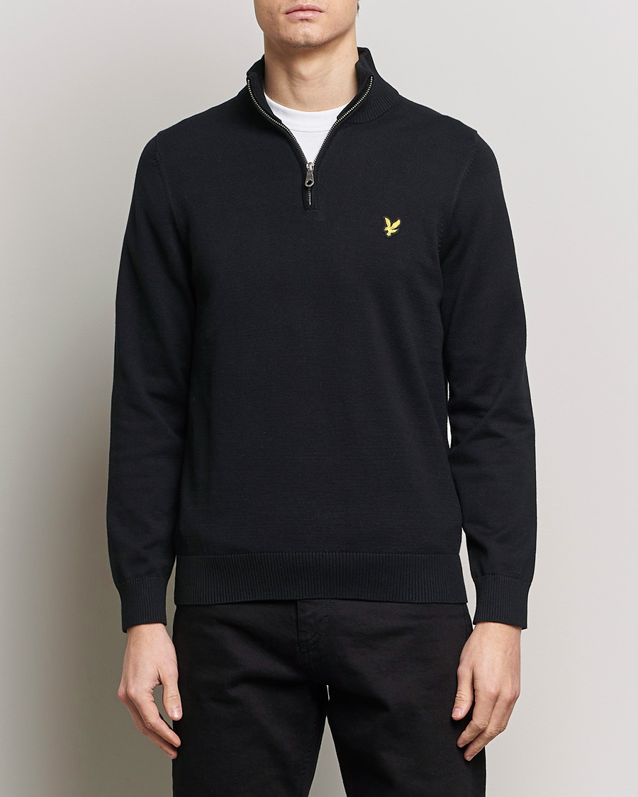 Herre | Gensere | Lyle & Scott | Cotton Knitted Half Zip Jet Black