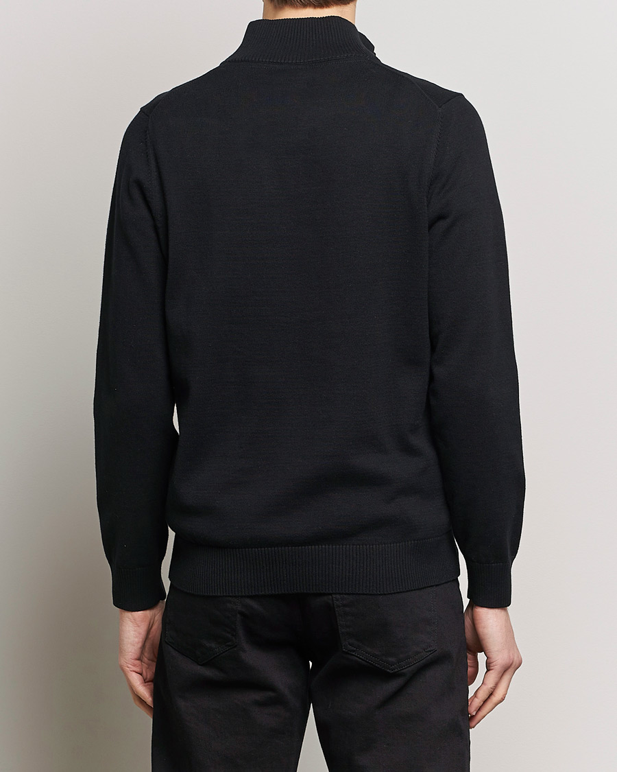 Herre | Gensere | Lyle & Scott | Cotton Knitted Half Zip Jet Black