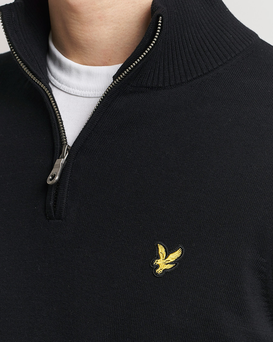Herre | Gensere | Lyle & Scott | Cotton Knitted Half Zip Jet Black