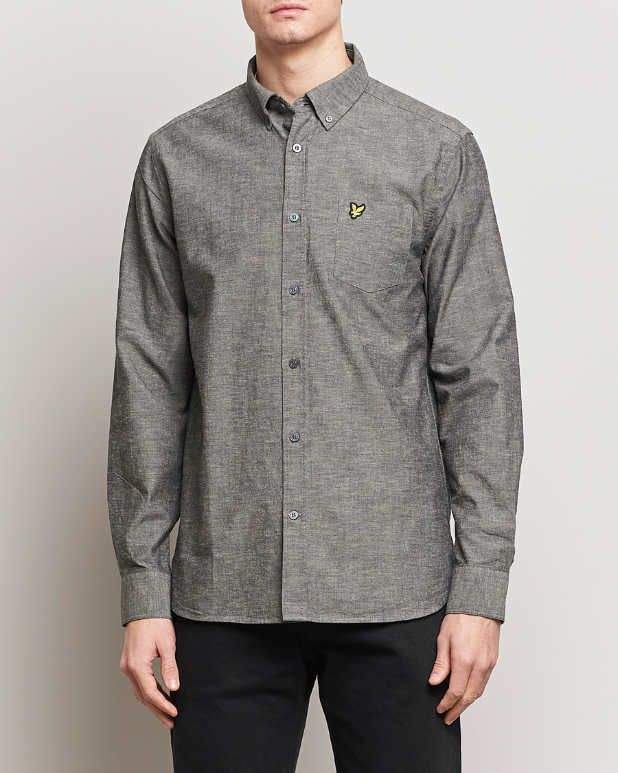 Men |  | Lyle & Scott | Linen Button Down Shirt Grey Melange