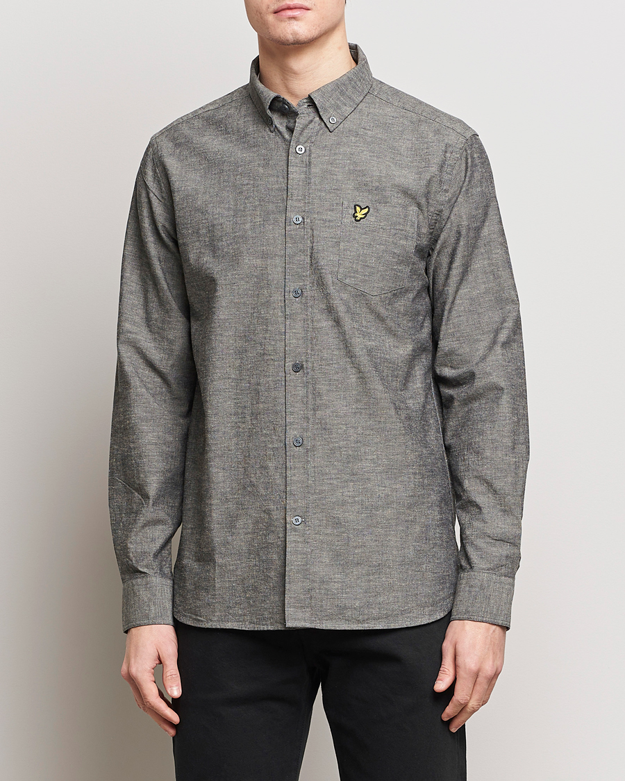 Herre | Casual | Lyle & Scott | Linen Button Down Shirt Grey Melange