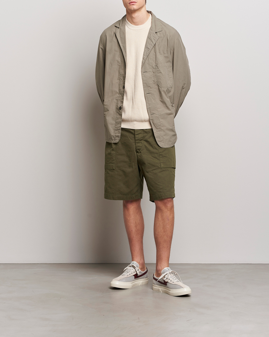 Herre | Shorts | orSlow | Herringbone Cotton Cargo Short Army Green