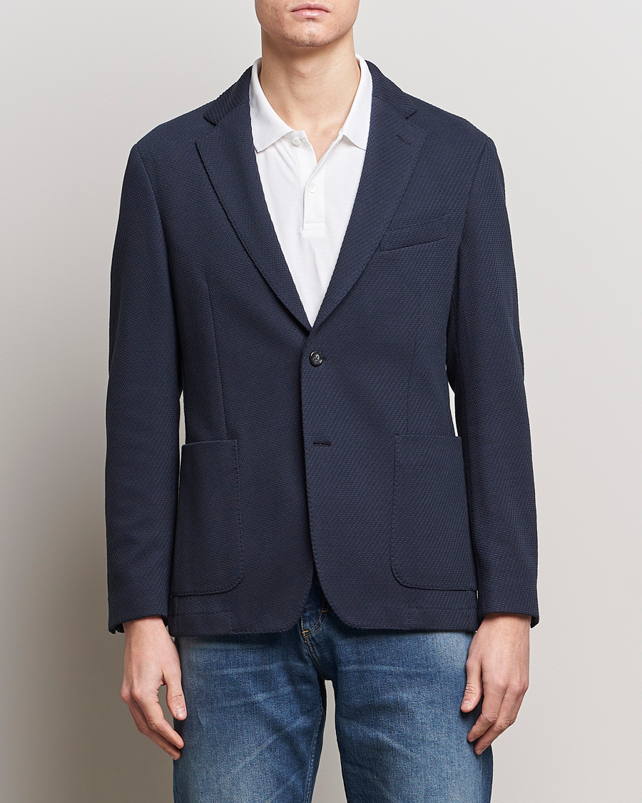 Herre | BOSS | BOSS BLACK | Hanry Structured Jersey Blazer Dark Blue