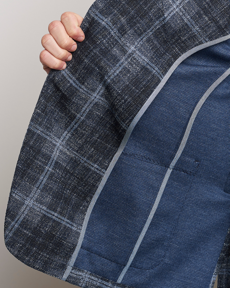 Herre | Dressjakker | BOSS BLACK | Hanry Checked Jersey Blazer Dark Blue