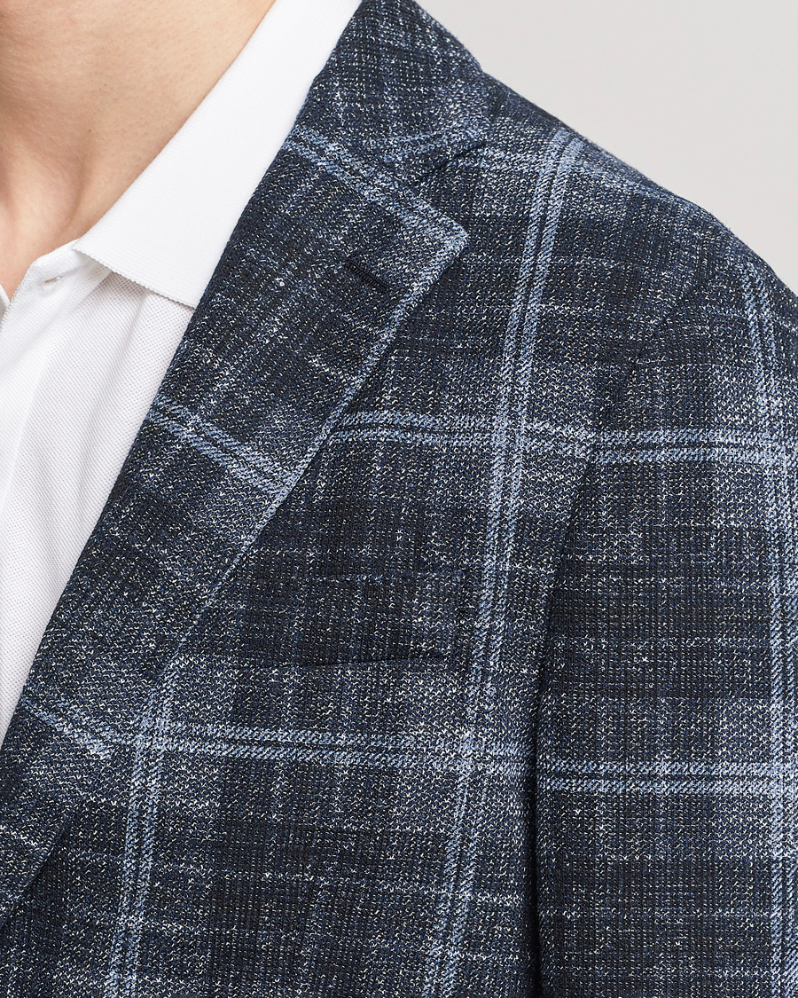 Herre | Dressjakker | BOSS BLACK | Hanry Checked Jersey Blazer Dark Blue